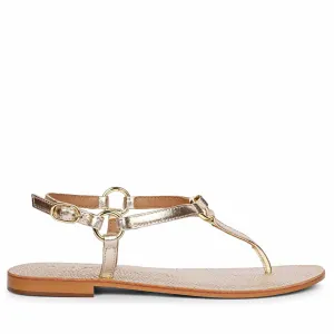 Saint Coretta Golden O-Ring Platin Leather Sandals