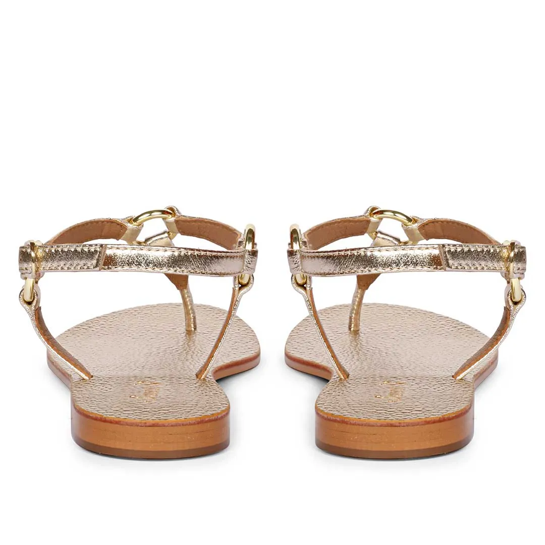 Saint Coretta Golden O-Ring Platin Leather Sandals