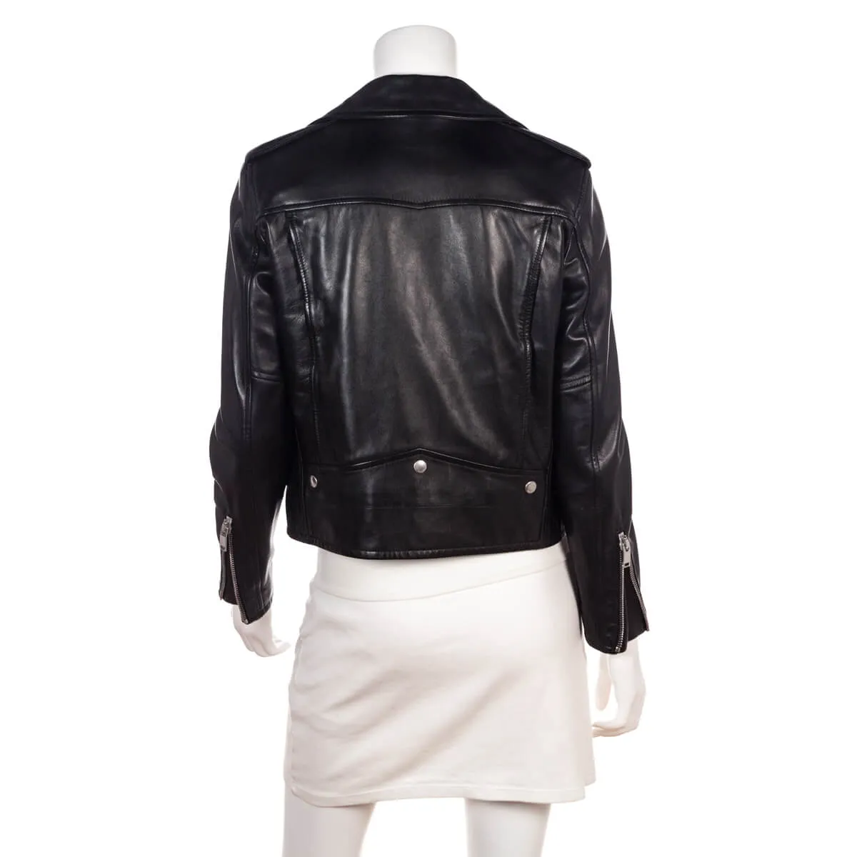 Saint Laurent Black Lamb Leather Biker Jacket Size S | FR 38