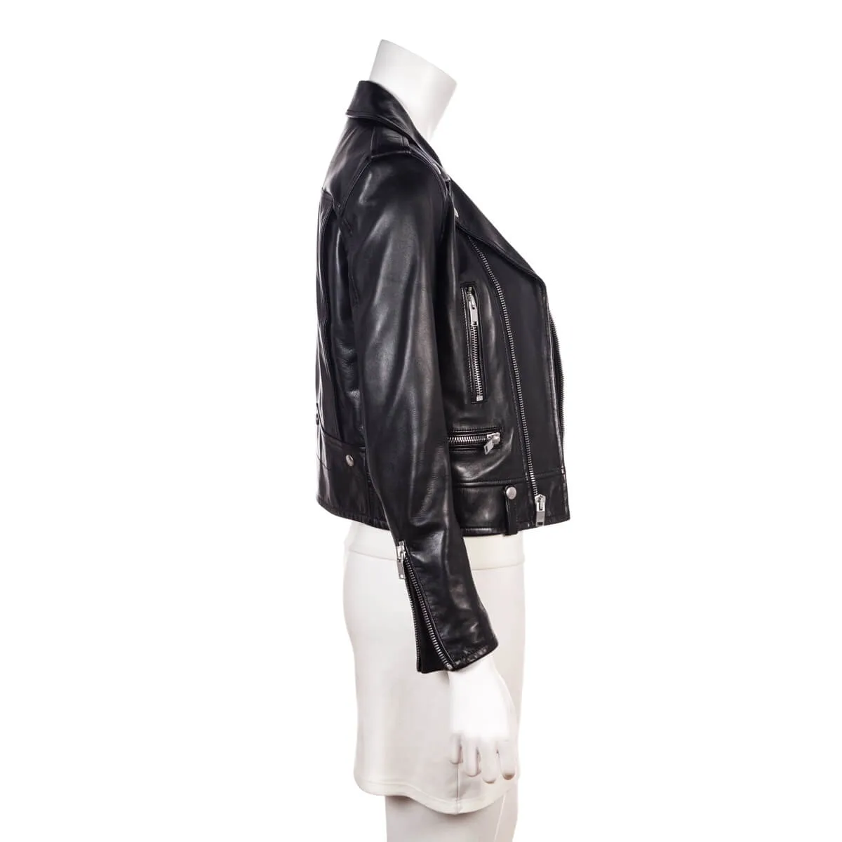 Saint Laurent Black Lamb Leather Biker Jacket Size S | FR 38