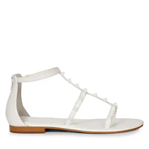 Saint Opal White Pyramid Stud Patent Leather Sandals