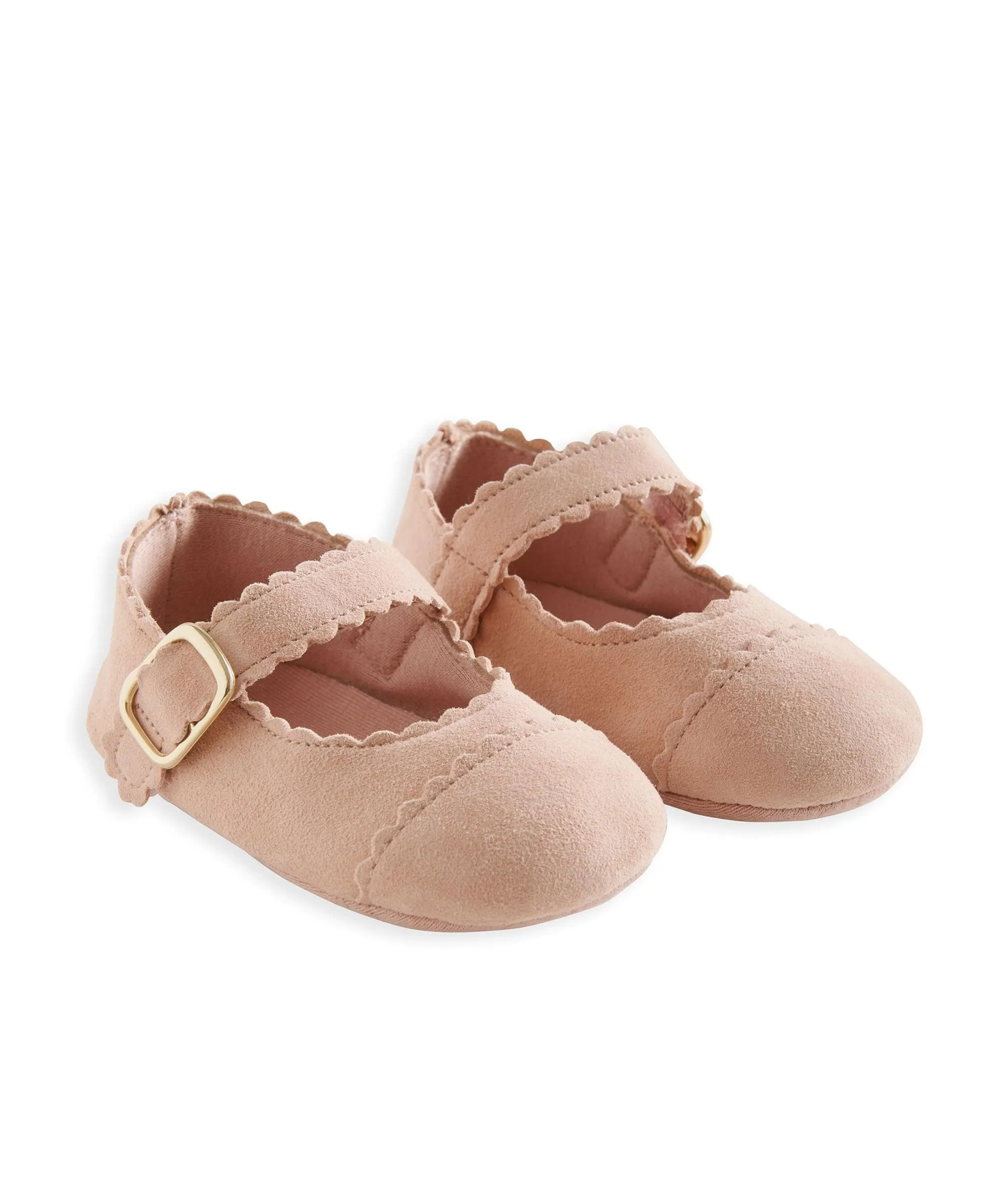 Scallop Pram Shoes - Pink