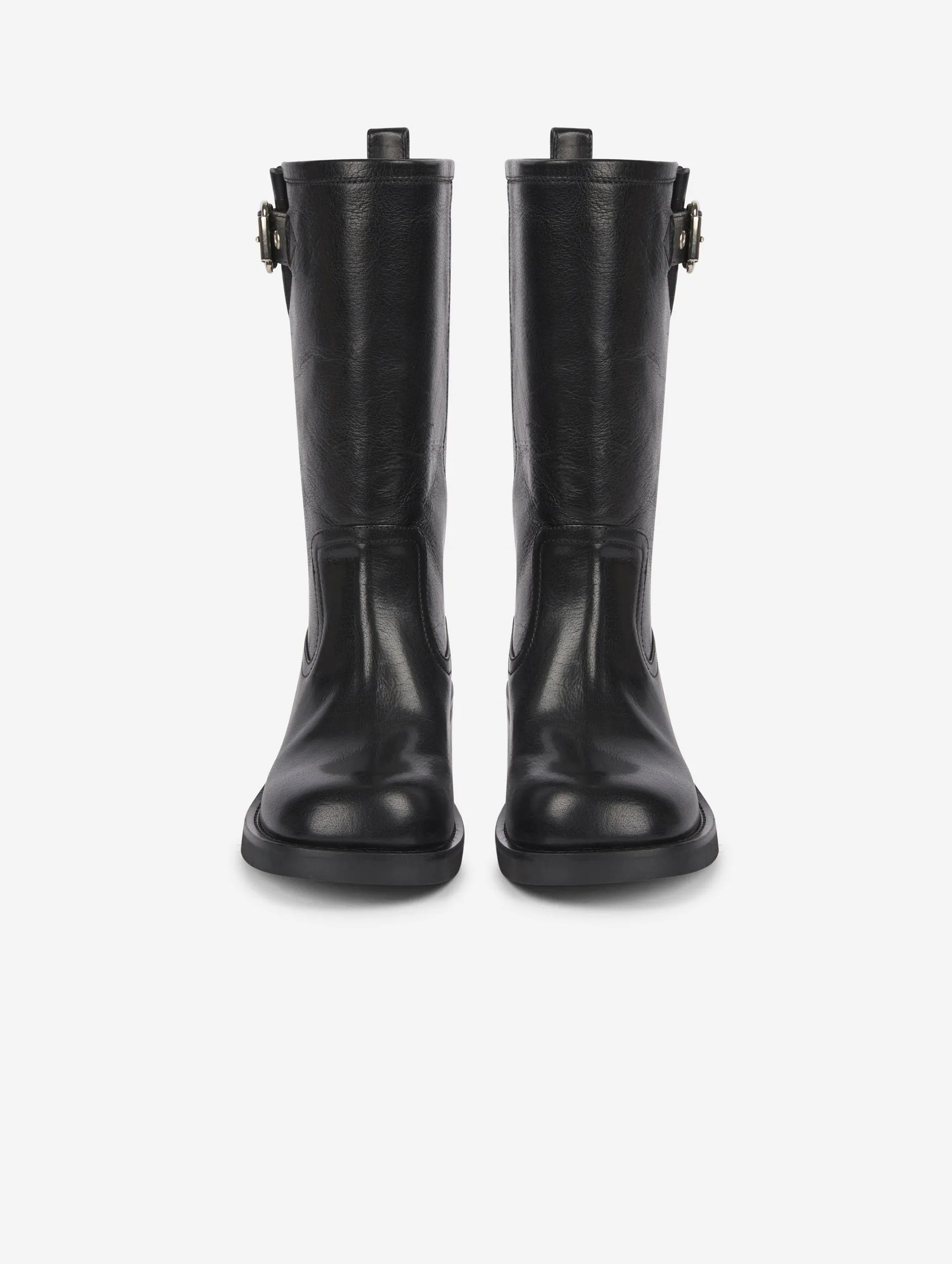 short black leather biker boots