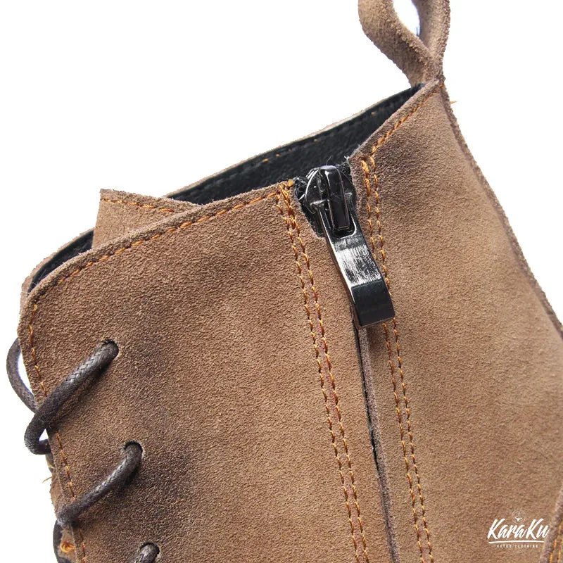 Side-Zip Cow Suede Desert Work Boots