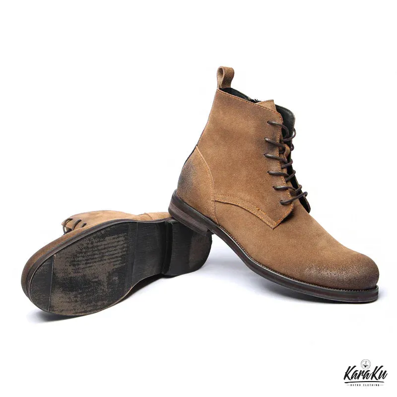 Side-Zip Cow Suede Desert Work Boots