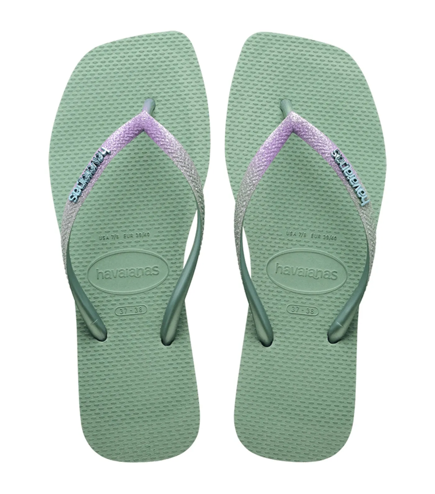 Slim Square Glitter Flip Flops Clay