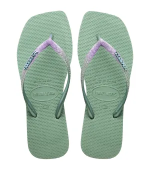 Slim Square Glitter Flip Flops Clay