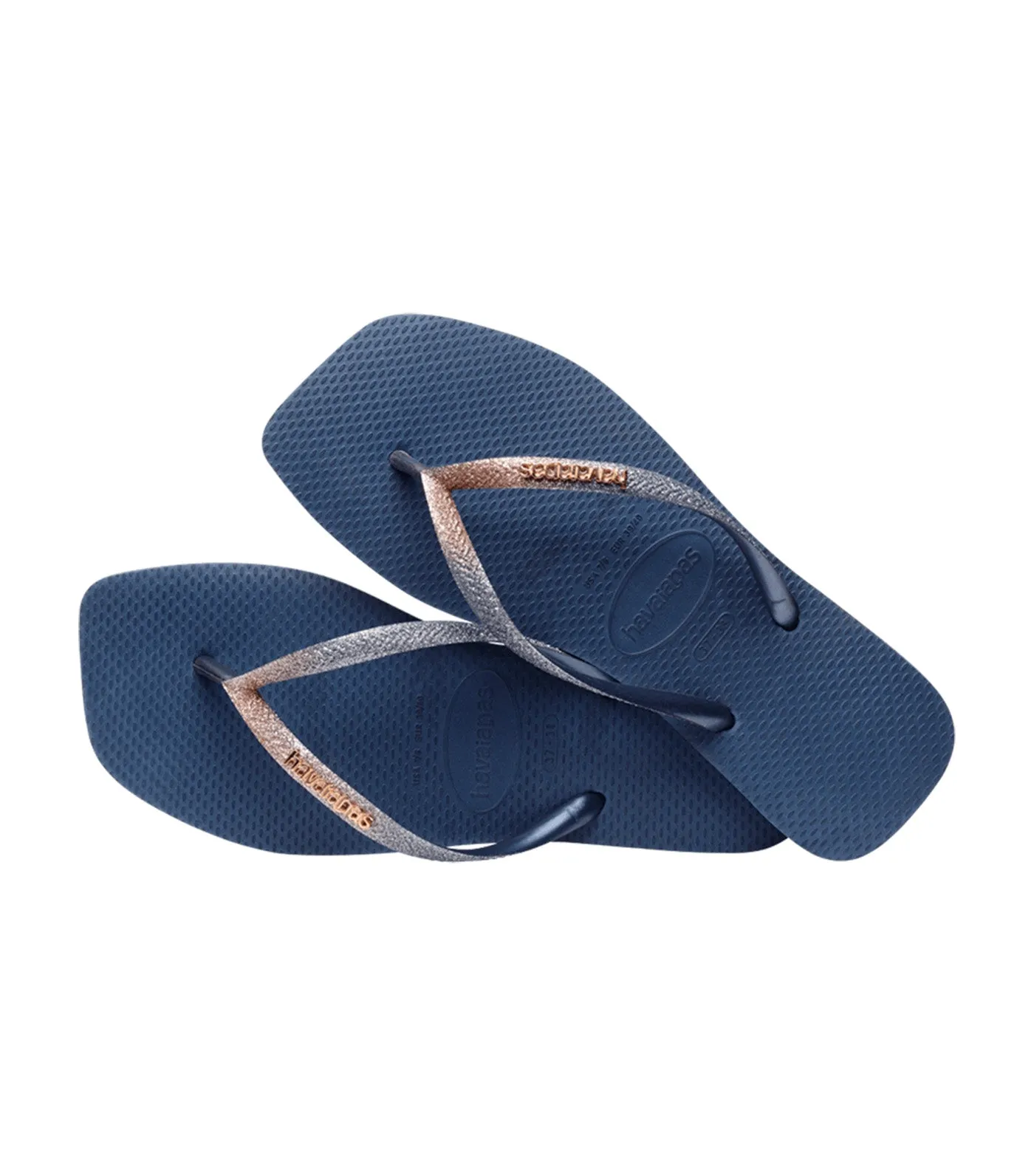 Slim Square Glitter Flip Flops Indigo Blue