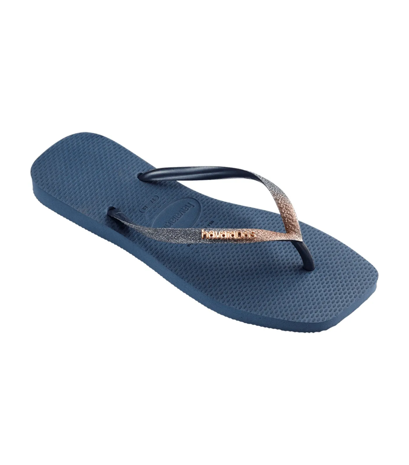 Slim Square Glitter Flip Flops Indigo Blue