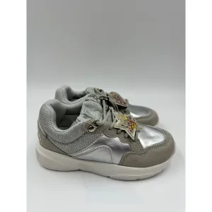 Small Kid Size 13, Silver Sneaker w/ Sparkles, Gray Suede Trim & Star Charm