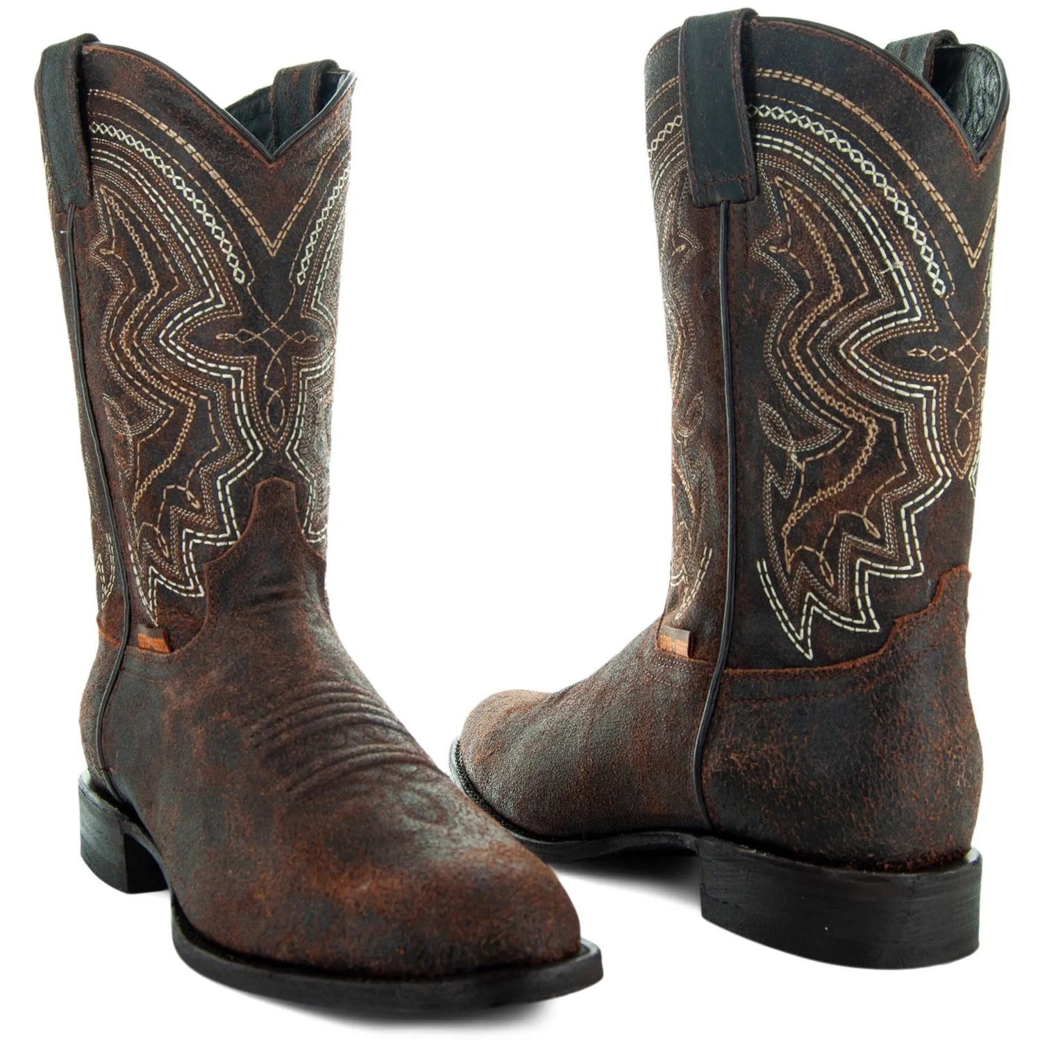 Soto Boots Mens Cognac Distressed Leather Cowboy Boots