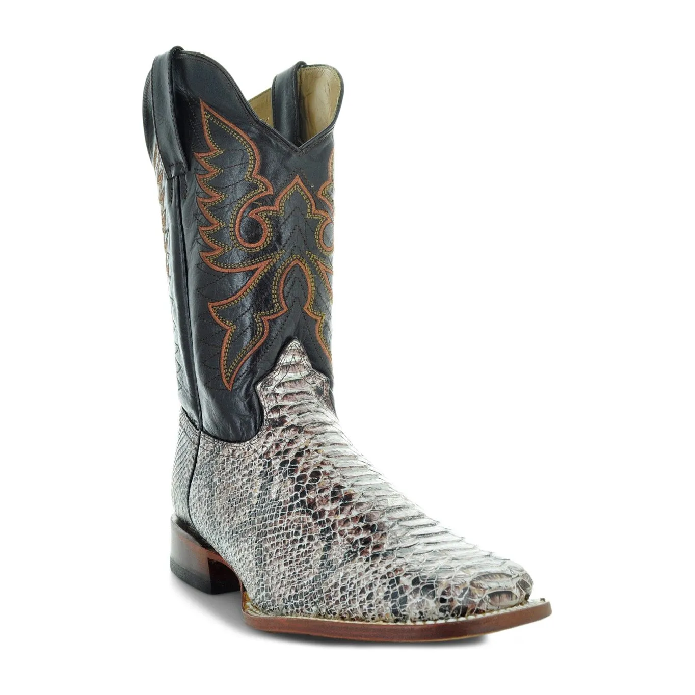 Soto Boots Men's White Python Print Square Toe Cowboy Boots H8004