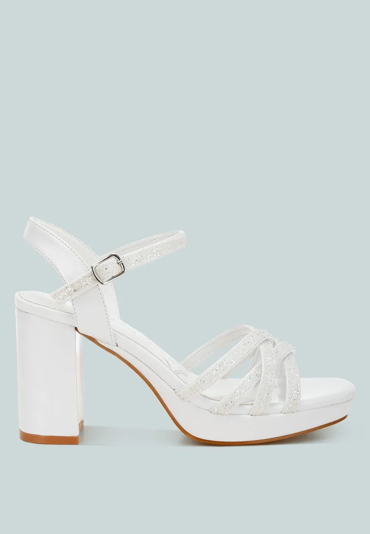 Sparks Fly Glitter Strappy Block Sandals