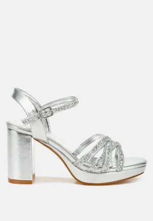 Sparks Fly Glitter Strappy Block Sandals