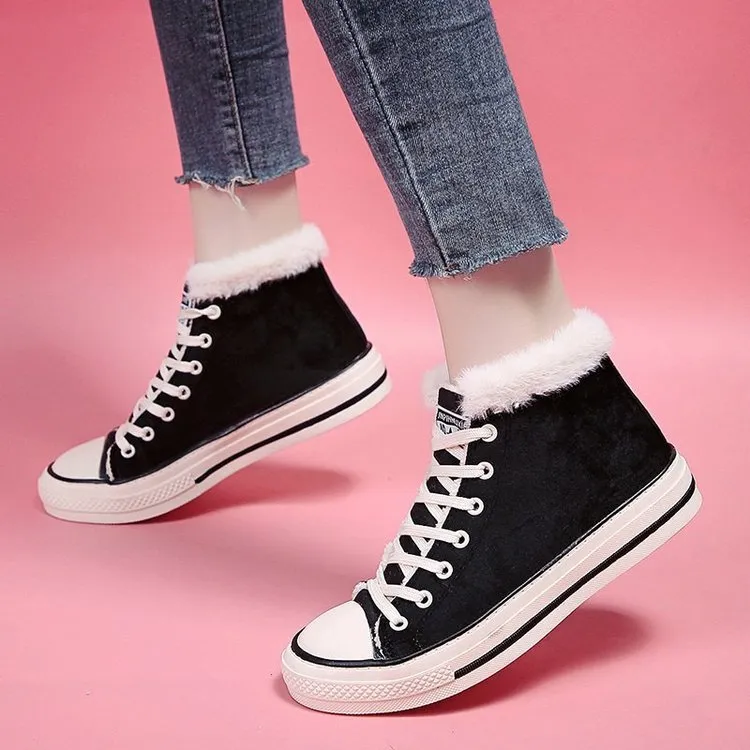 Sponge Cake Thick Bottom Korean Version Plus Velvet Thick Leopard Print Women's Sneakers