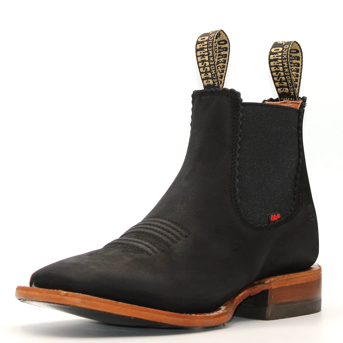 Square Toe Black Short Cowboy Boots