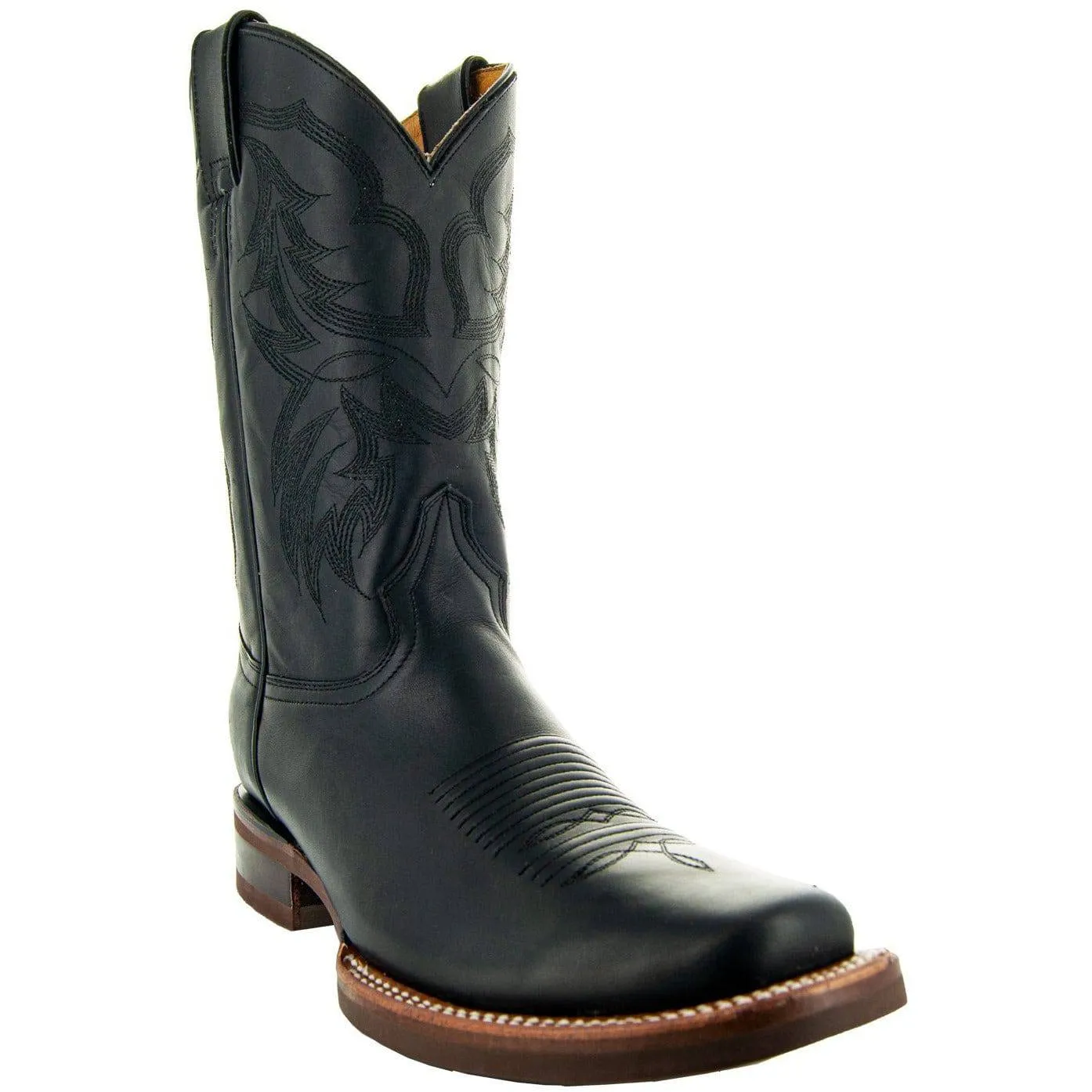 Square Toe Leather Cowboy Boots H4002