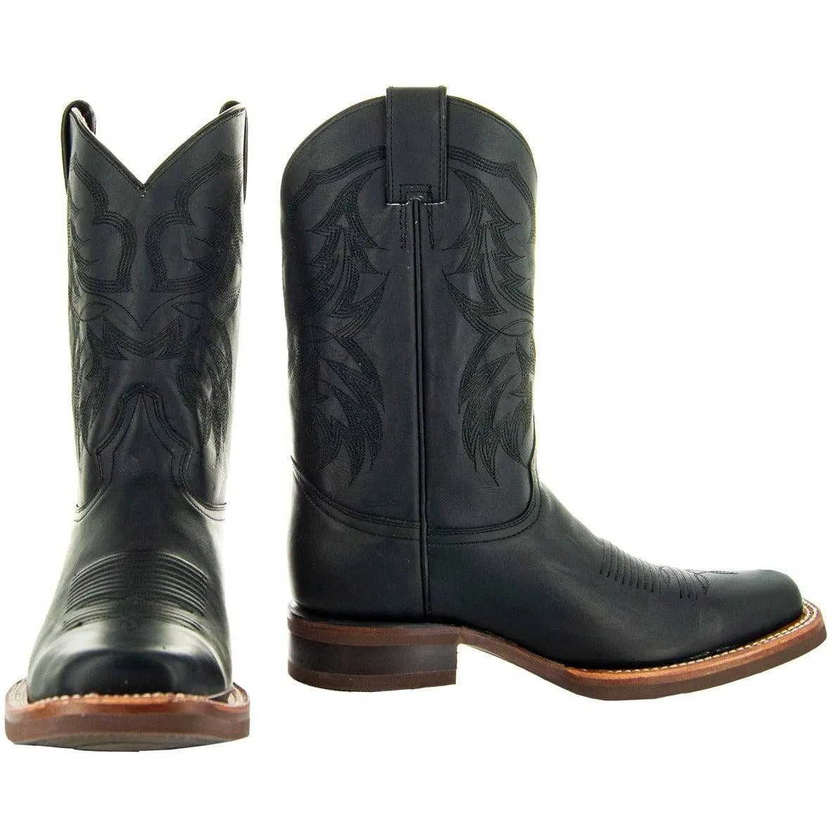 Square Toe Leather Cowboy Boots H4002