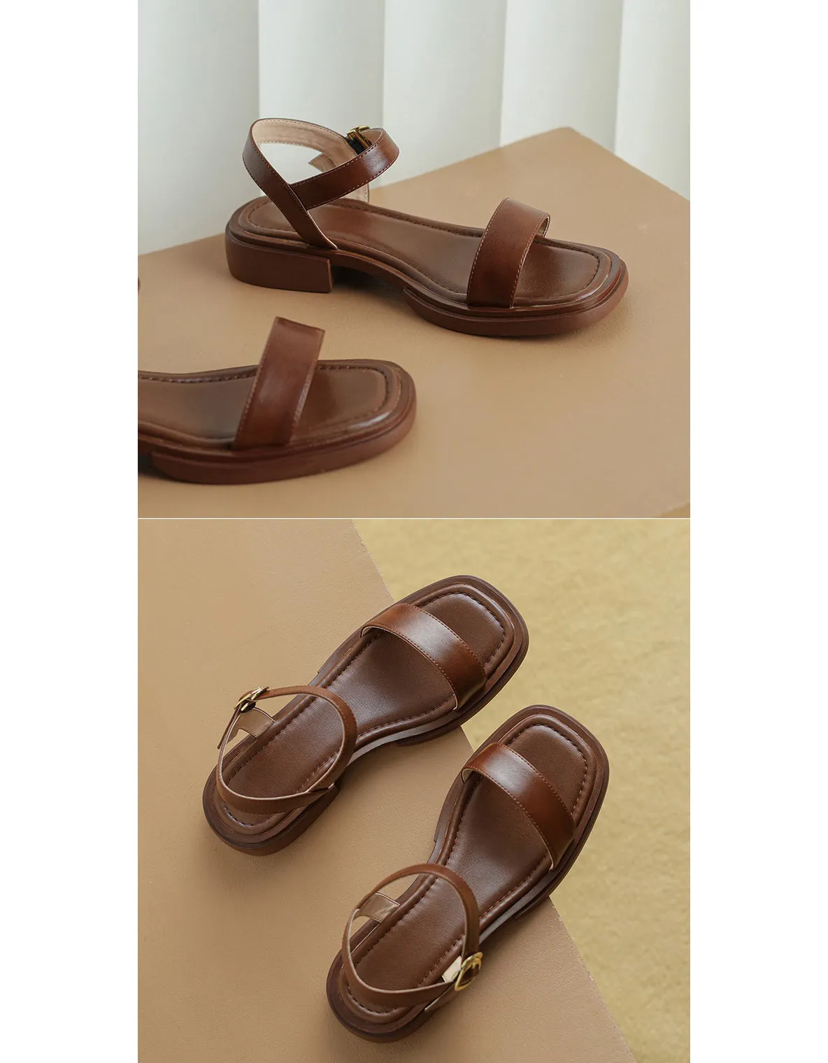 Summer Leather Flat Sandals Slingback 34-42