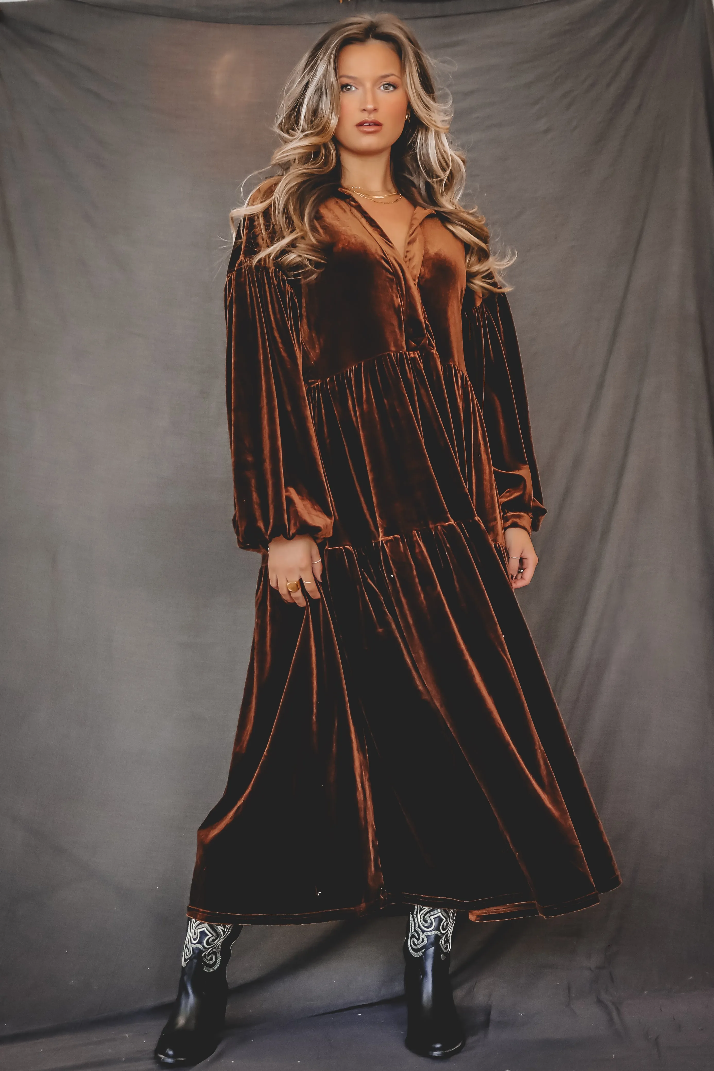 Sweet As Chocolate Velvet Maxi Dress