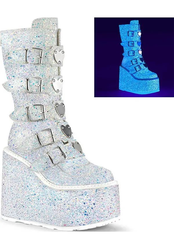 SWING-230G [White Multi Glitter] | PLATFORM BOOTS [PREORDER]