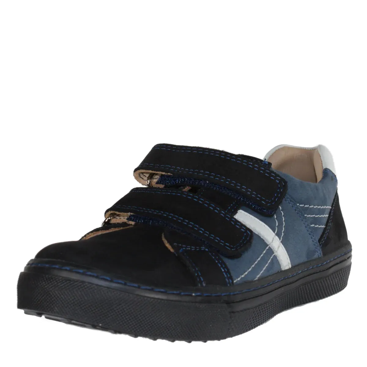 Szamos Kid Boy Sneakers In Blue And Black Color With Double Velcro Strap - Made In Europe