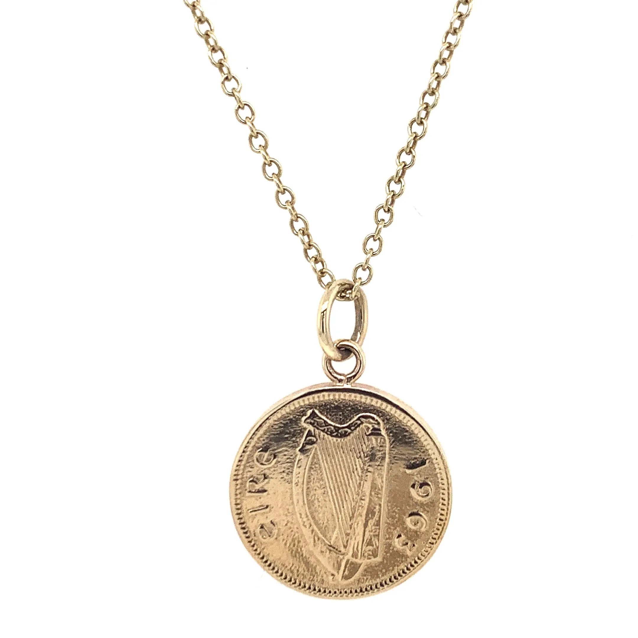 Tadgh Óg Solid 9ct Gold Hare 3p Irish Coin Pendant