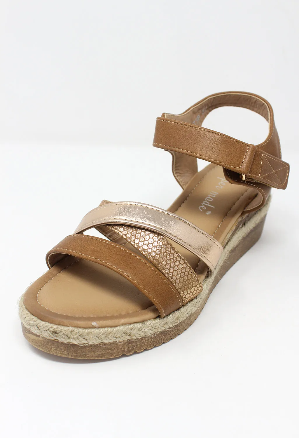 Tan Velcro Fastened Sandal