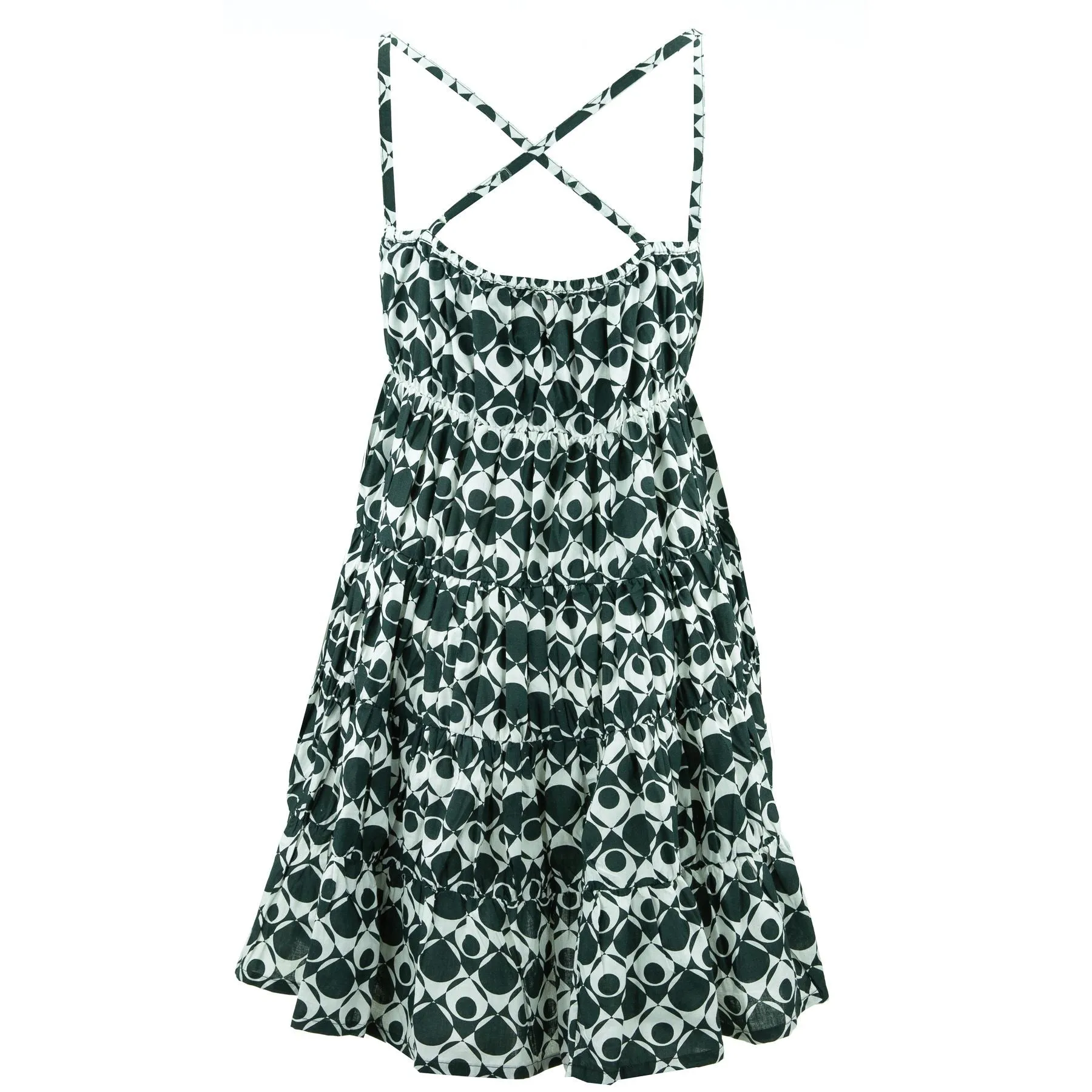 Tier Drop Summer Dress - Monochrome Geometric