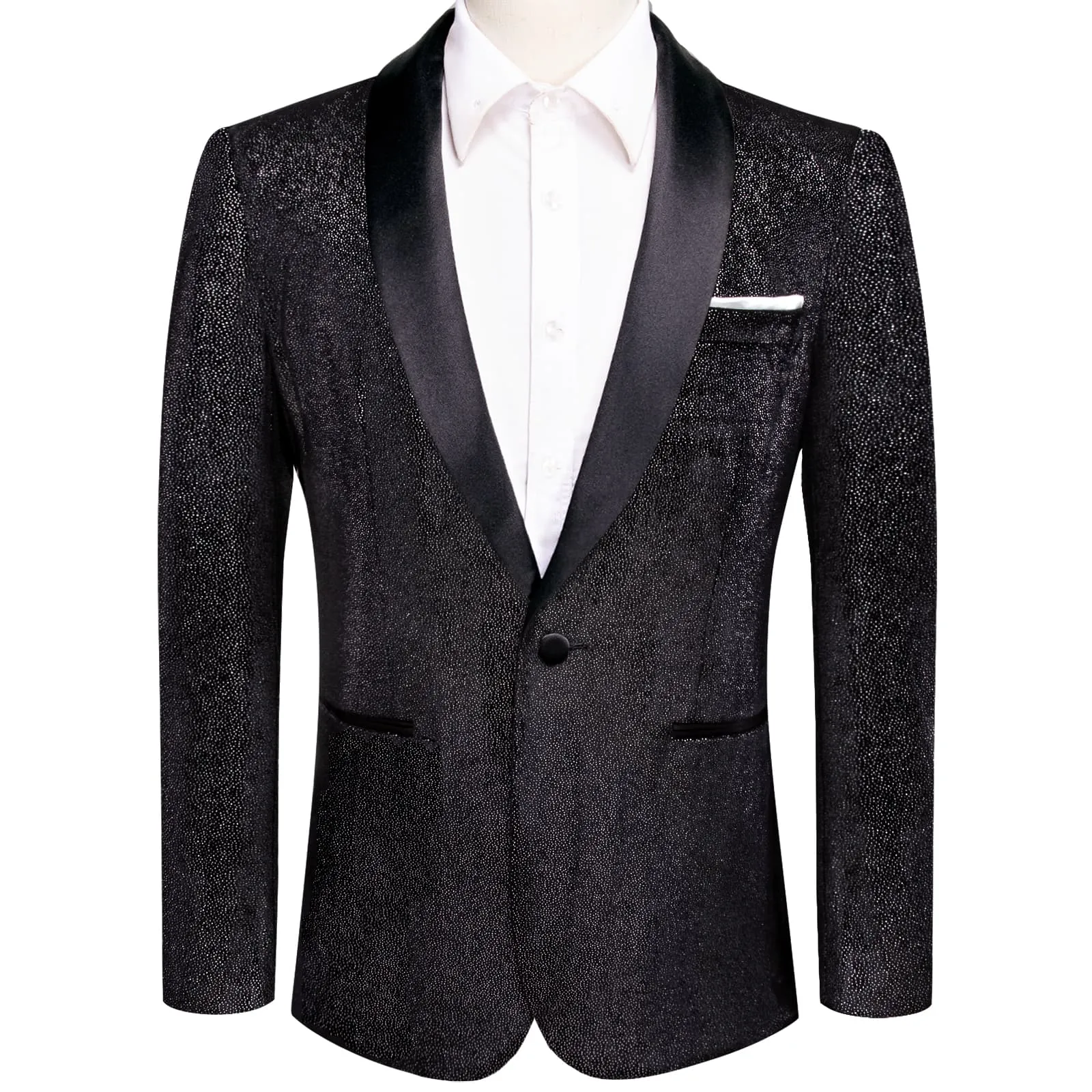 Ties2you Velvet Suit Black Solid Hot Stamping Shawl Collar Mens Suit Jacket for Prom