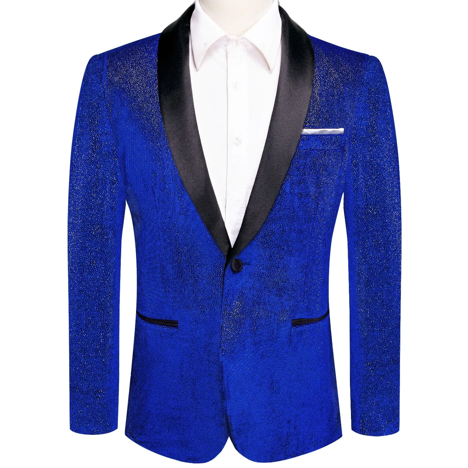 Ties2you Velvet Suit Egyptian Blue Solid Hot Stamping Shawl Collar Mens Suit Jacket for Prom