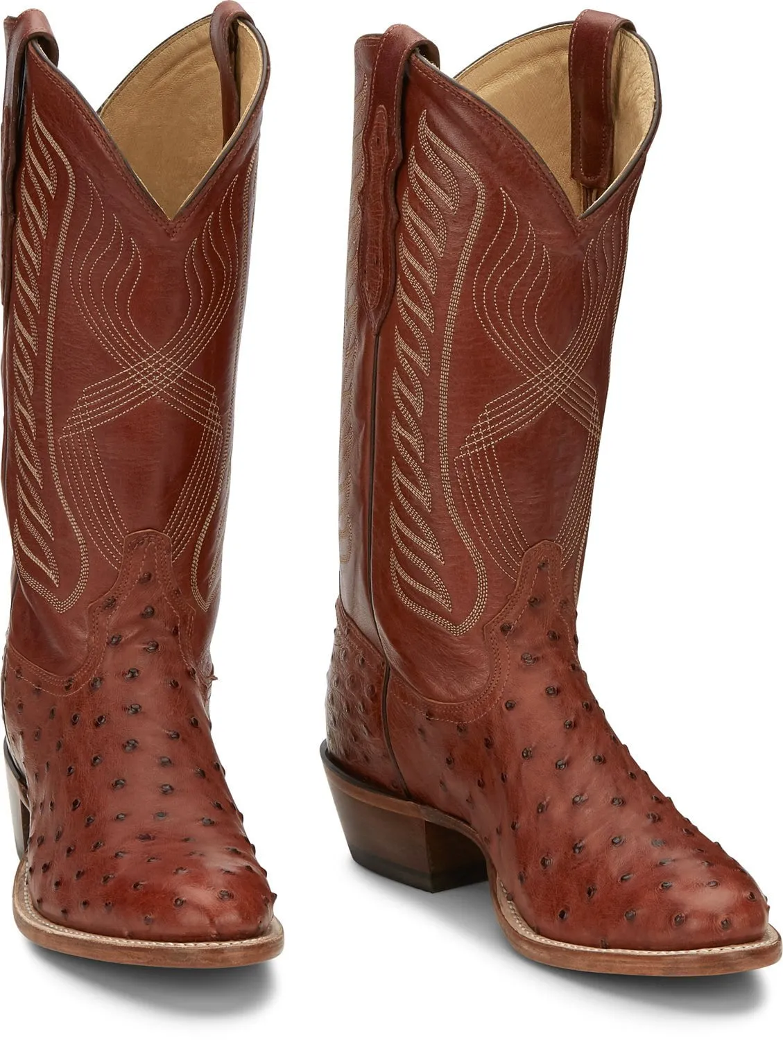 Tony Lama Mens McCandles Brandy Full Quill Ostrich Cowboy Boots