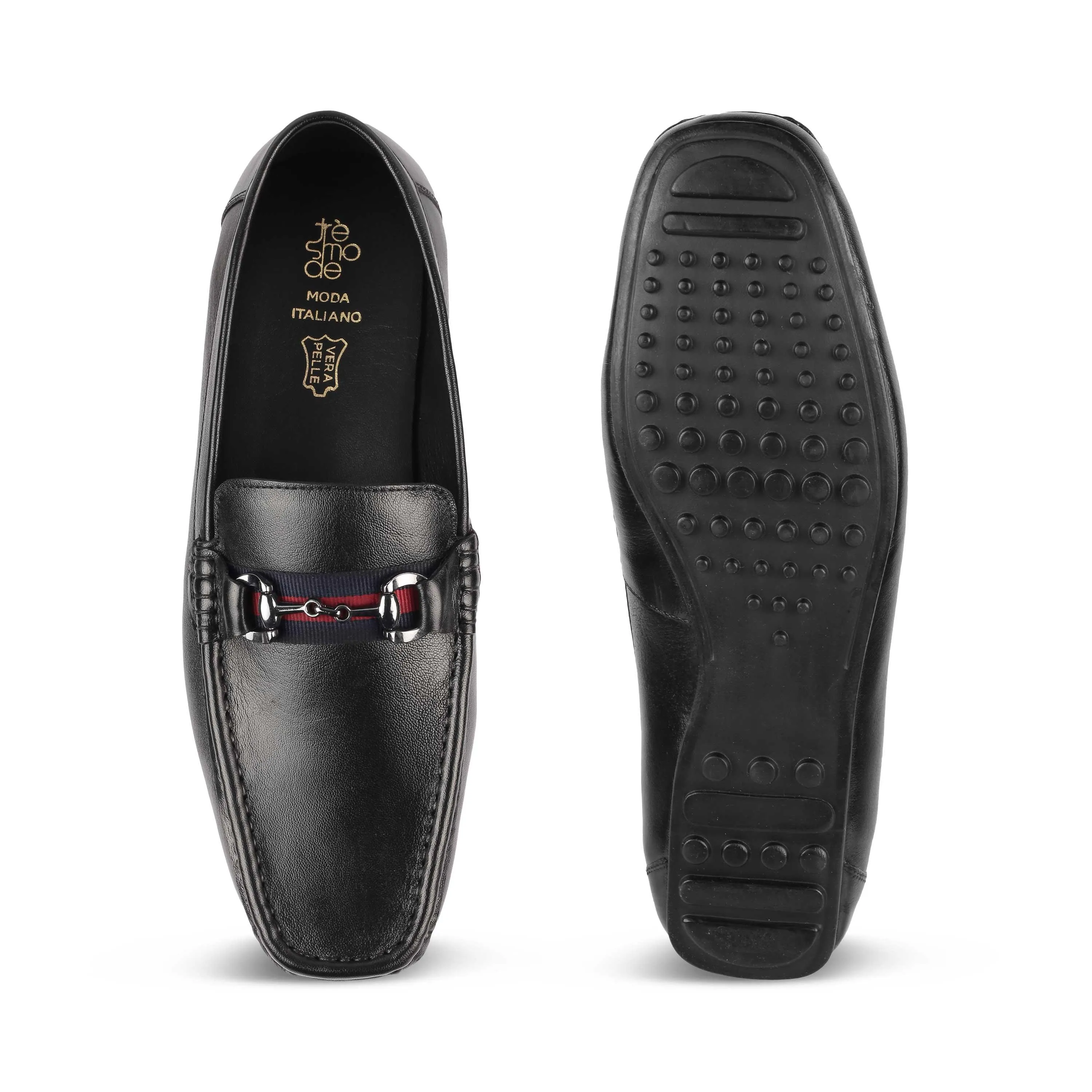 Tresmode Bilbao Black Men's Leather Loafers