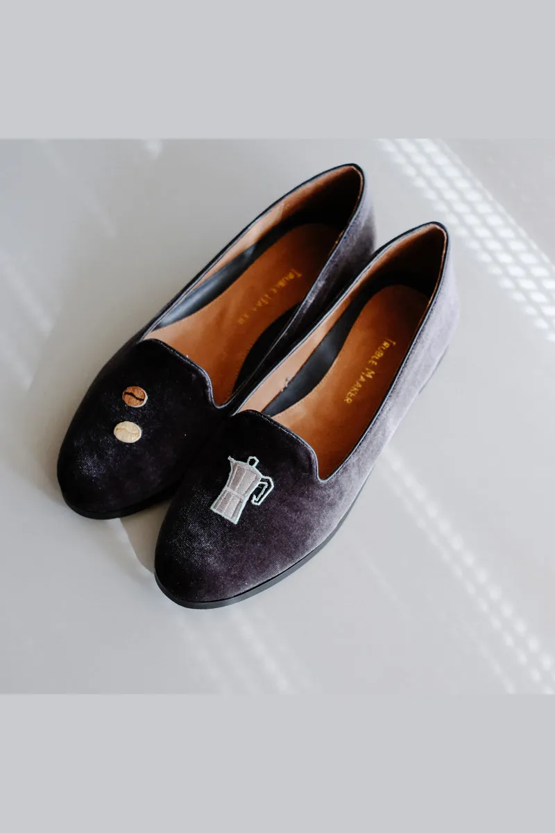 Truble Maaker | Velvet Embroidered Slippers