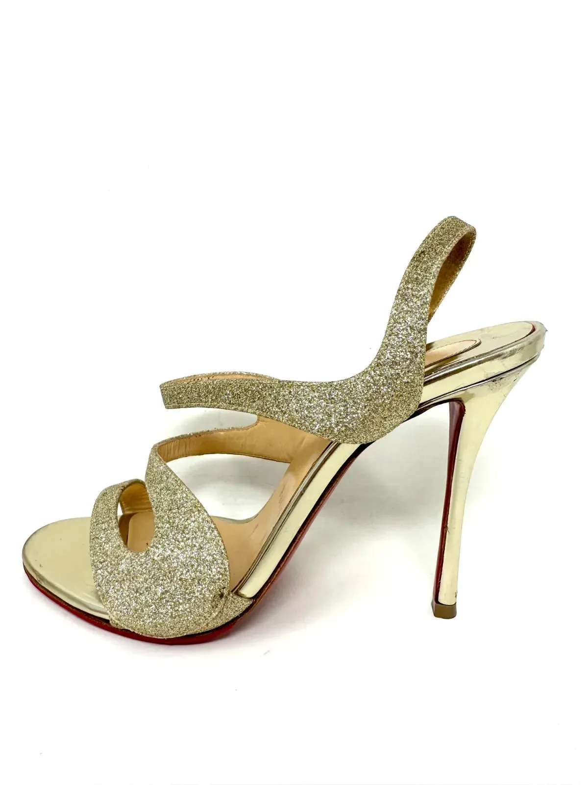 Vavazou 100 Glitter Tonic/Specchio Platine Light Gold Strappy Heels Sandals 38.5 UK 5.5