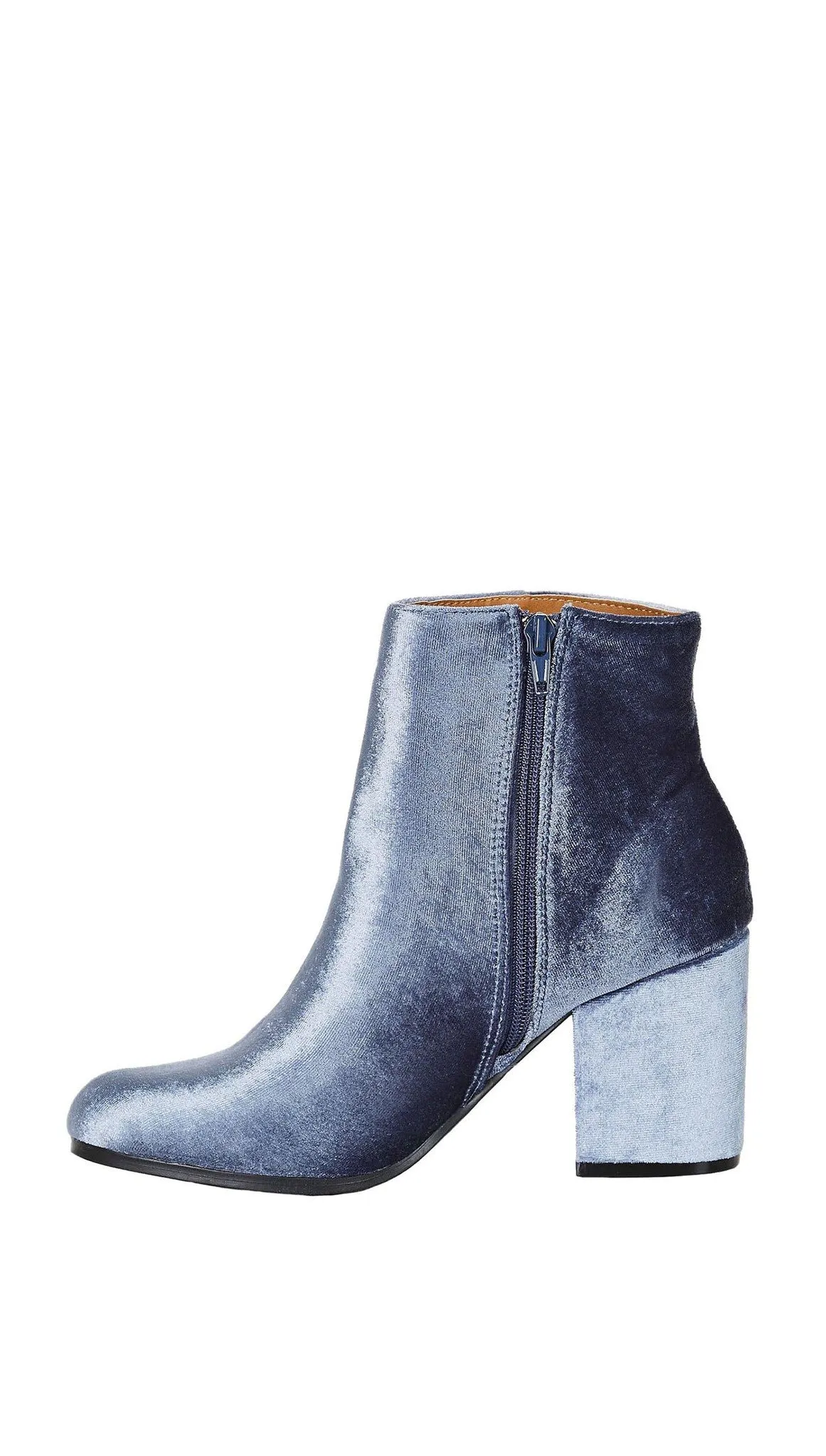 Velour Ankle Booties Ice Blue