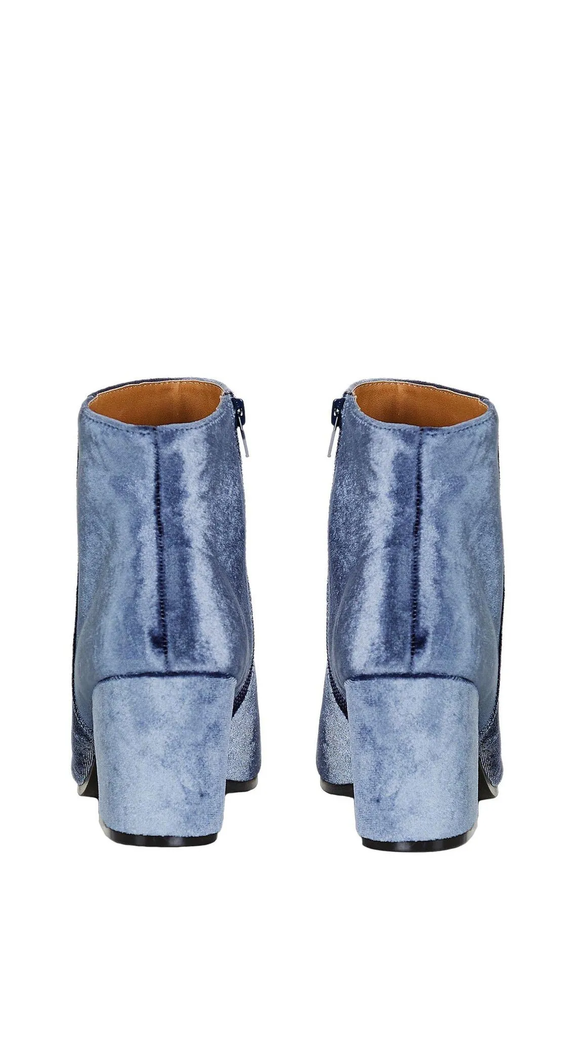 Velour Ankle Booties Ice Blue