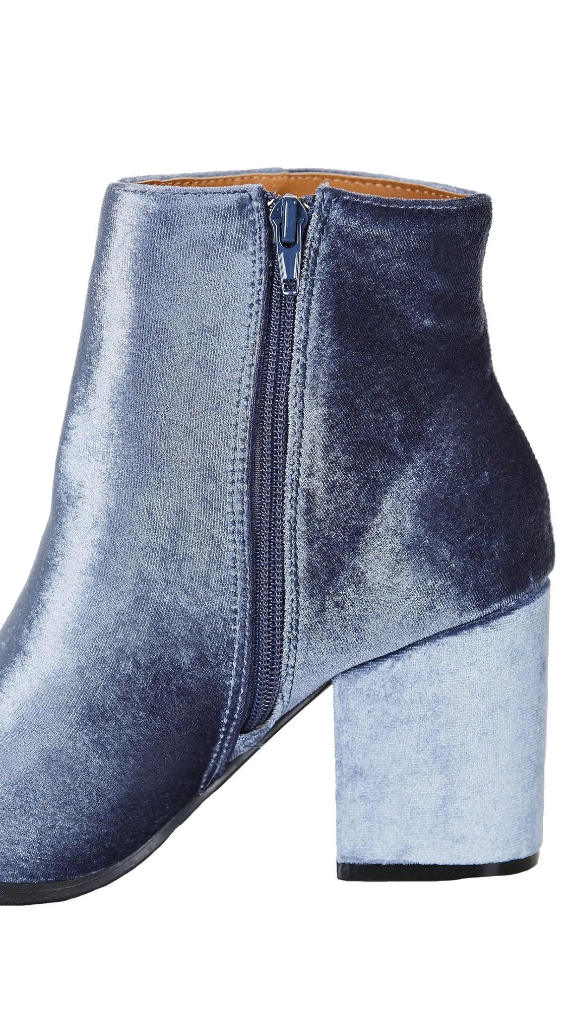 Velour Ankle Booties Ice Blue