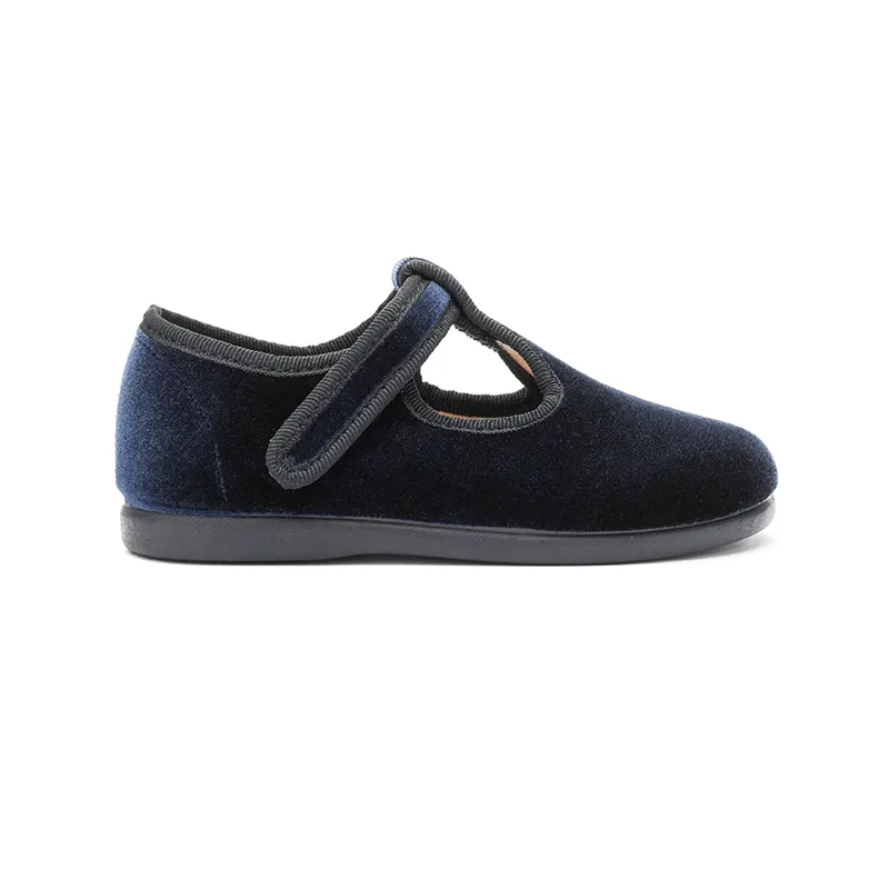 Velvet T-band Shoes in Navy by childrenchic