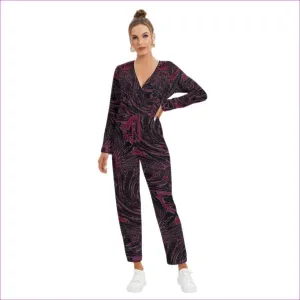 Velvet Women's V-neck High Waist Jumpsuit