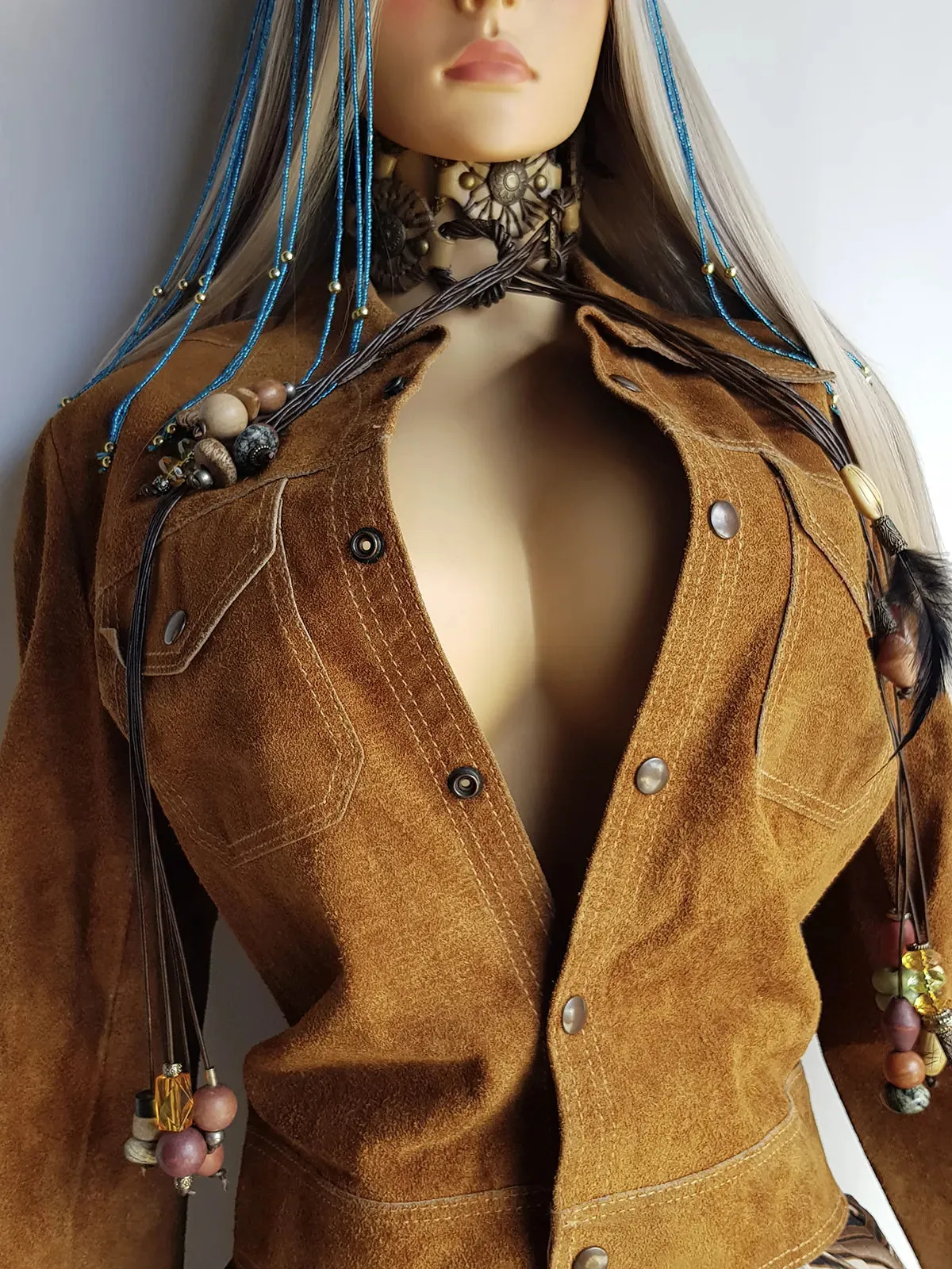 Vintage 100% Genuine Rough Raw Suede Leather Motorcycle Jacket - Rich Caramel  - Metal Hardware