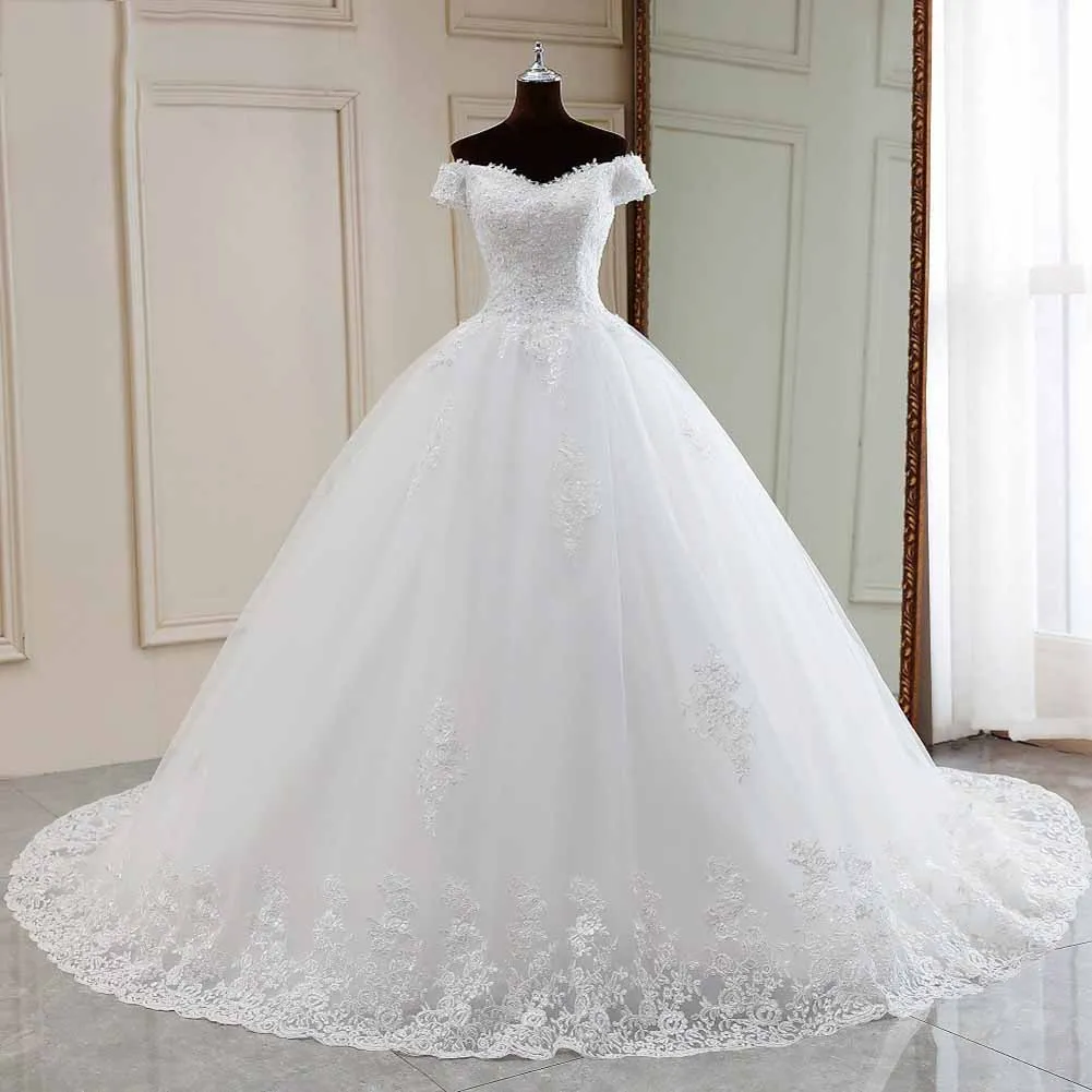 Vintage Lace Wedding Dresses A line Tulle Off The Shoulder Bridel Gowns