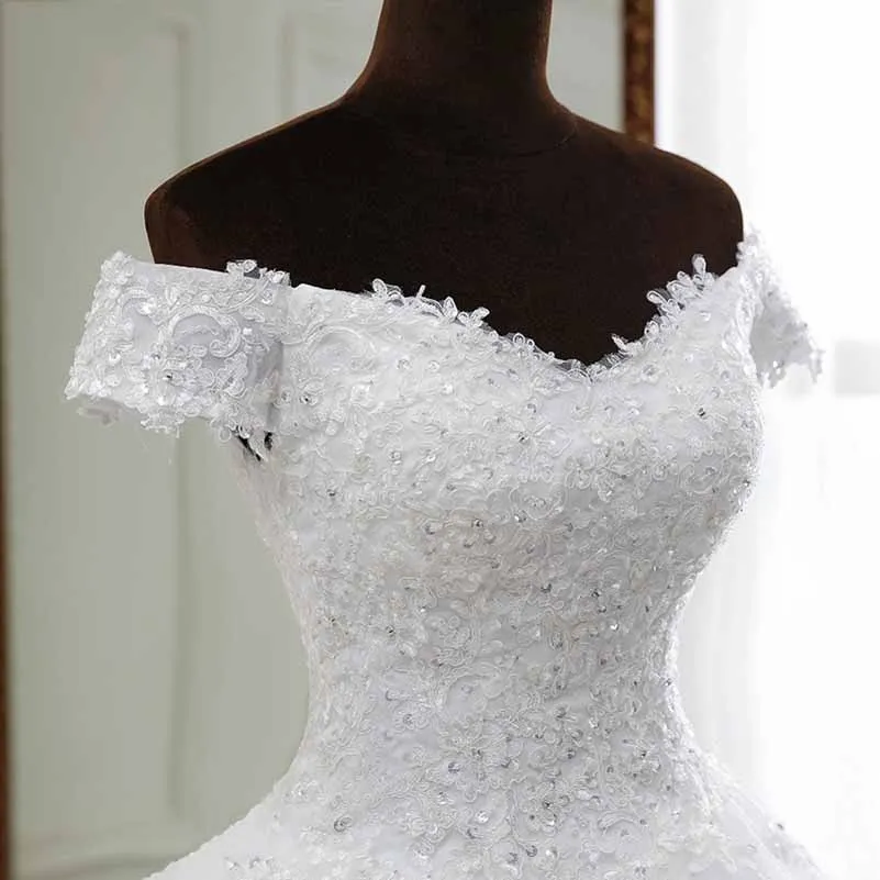 Vintage Lace Wedding Dresses A line Tulle Off The Shoulder Bridel Gowns