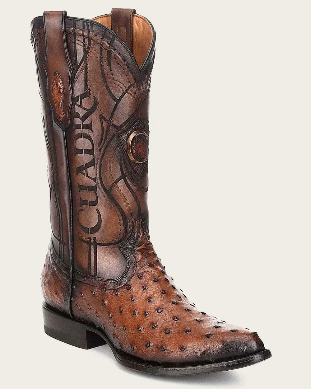 Western brown ostrich boot