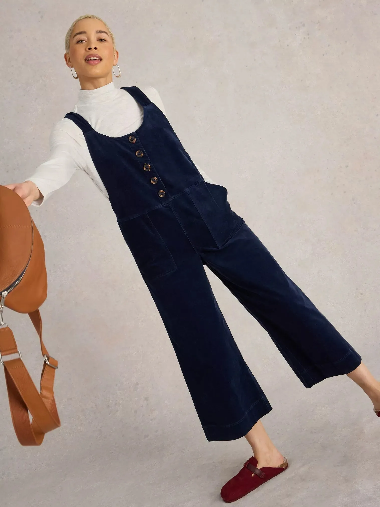 White Stuff Viola Cord Dungaree Dark Navy