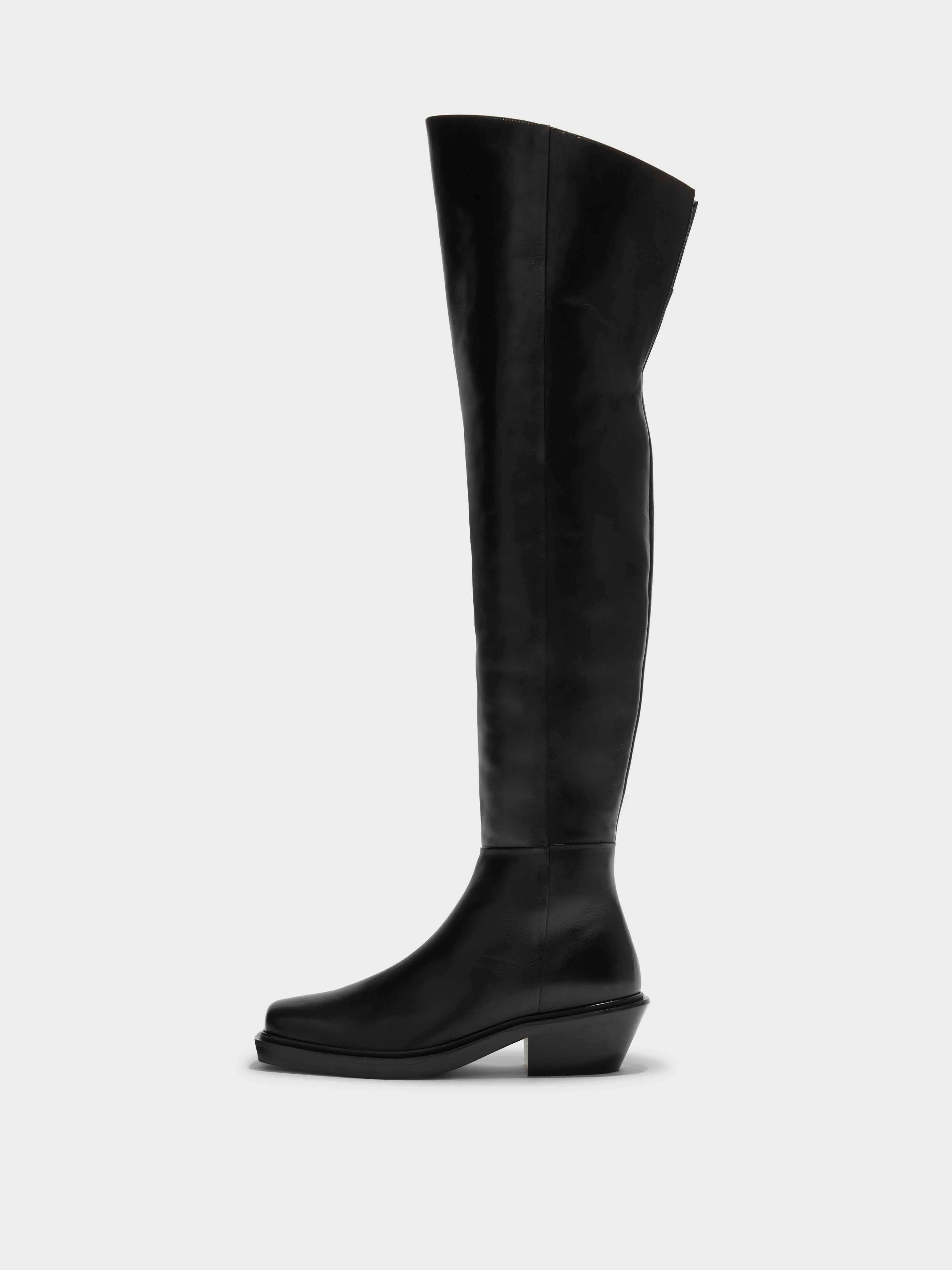 Wita Leather Biker Over-Knee Boots