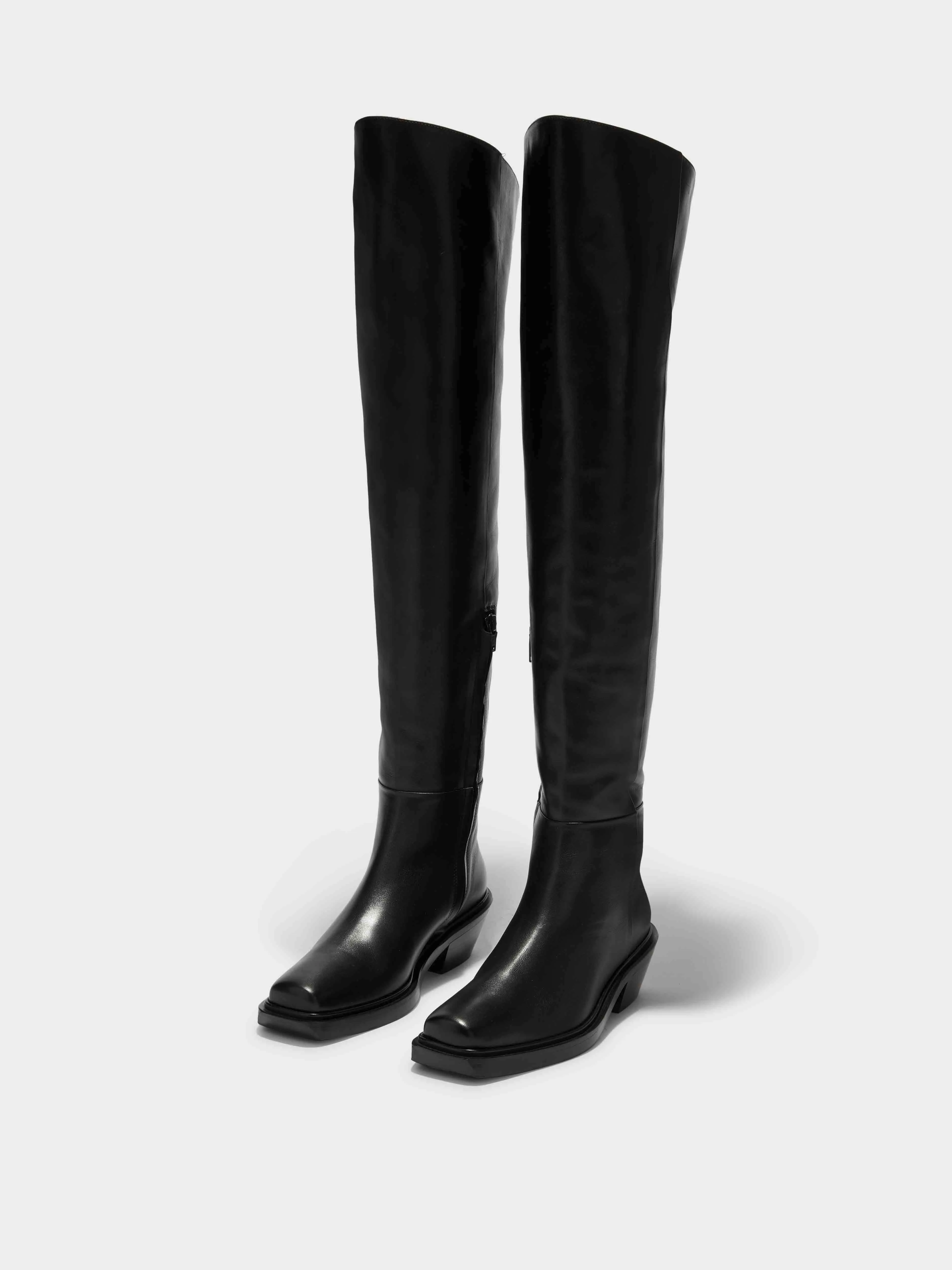 Wita Leather Biker Over-Knee Boots