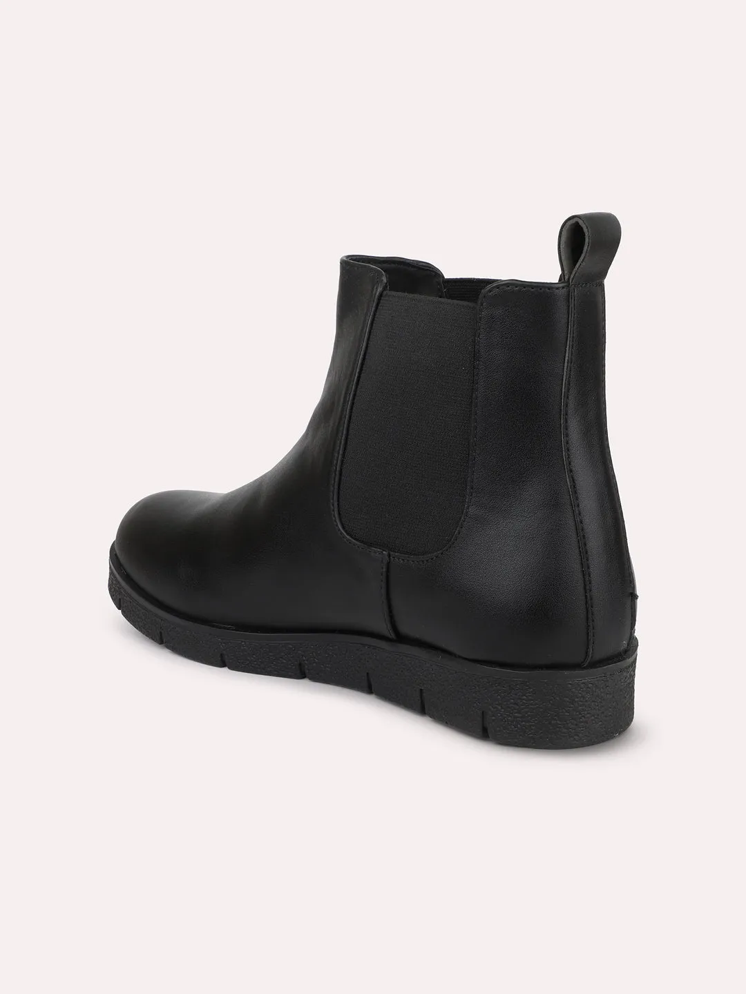 Women Black Mid Top Chelsea Boots