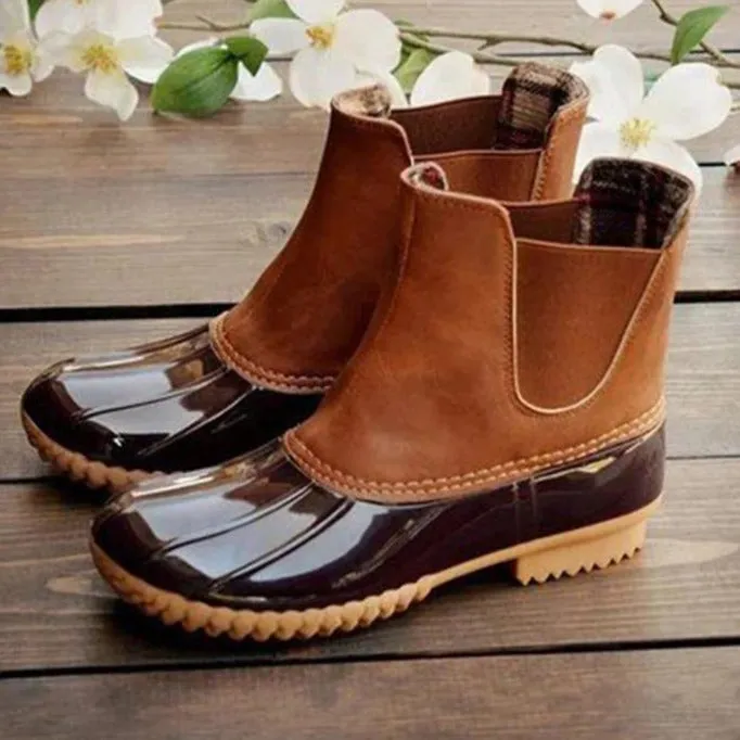 Women Chelsea Duck Boots Waterproof Platform Rain Boots