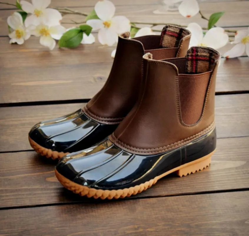 Women Chelsea Duck Boots Waterproof Platform Rain Boots